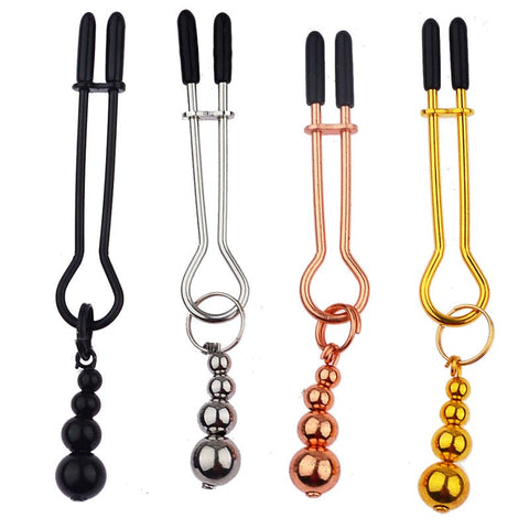 BDStyle Adorn Triple Bead Nipple Clamp Set with Adjustable Pressure - Nipple and Clit Clamps