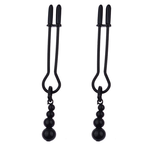 BDStyle Adorn Triple Bead Nipple Clamp Set with Adjustable Pressure - Nipple and Clit Clamps