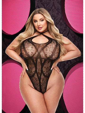 Xgen Products Lapdance Lingerie Criss Cross Lace Teddy Queen Black Seductive - Teddies and Bodysuits