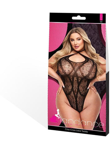 Xgen Products Lapdance Lingerie Criss Cross Lace Teddy Queen Black Seductive - Teddies and Bodysuits