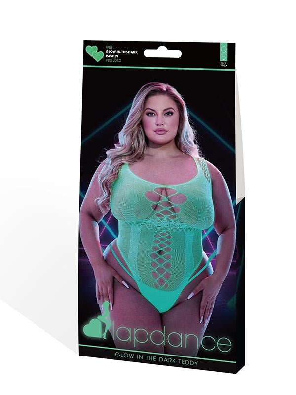 Xgen Products Lapdance Lingerie Glow In The Dark High Cut Teddy Queen Size - - Teddies and Bodysuits