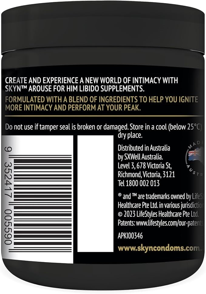 SKYN Arouse For Him Libido Supplements 60 Tablets - - Delay and Excite Sprays