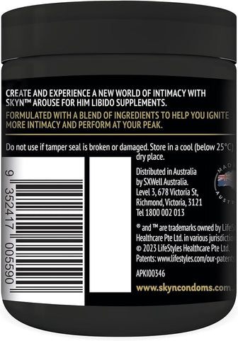 SKYN Arouse For Him Libido Supplements 60 Tablets - Delay and Excite Sprays