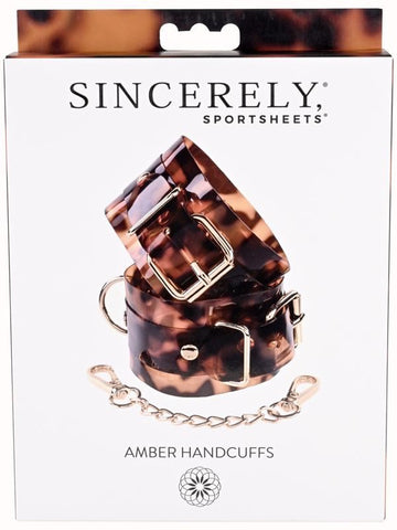 Sportsheets Amber Hand Cuffs Tortoiseshell Design Premium Restraints - Cuffs and Restraints