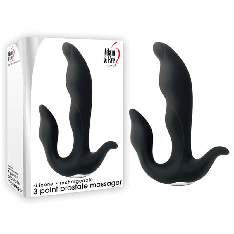 Adam & Eve 3 Point Vibrating Prostate Massager Black - - Prostate Toys