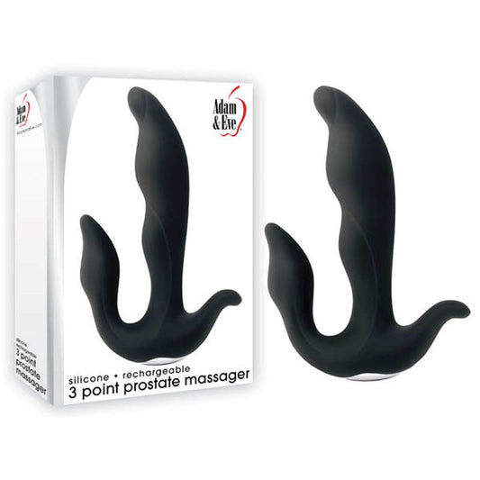 Adam & Eve 3 Point Vibrating Prostate Massager Black - - Prostate Toys
