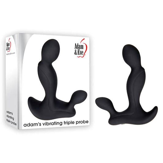 Adam & Eve Adams Vibrating Triple Prostate Massager Black with 7 Patterns - - Prostate Toys