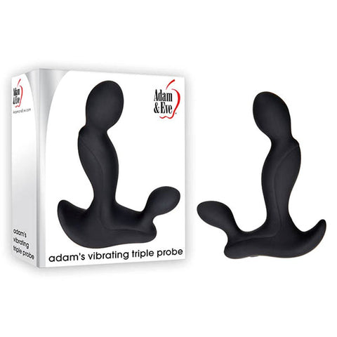 Adam & Eve Adams Vibrating Triple Prostate Massager Black with 7 Patterns - Prostate Toys