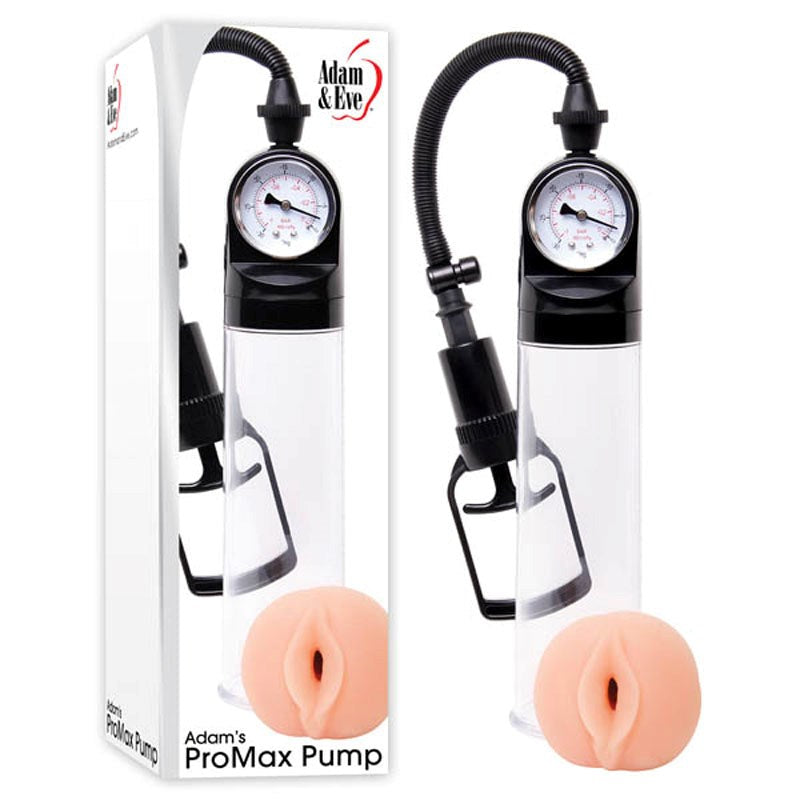 Adam & Eve Adams Promax Clear Penis Pump with Masturbator Sleeve - - Masturbators and Strokers