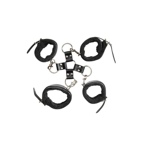 Adam & Eve Bondage Play Hog Tie Restraints Black with Quick Release Safety - Cuffs And Restraints