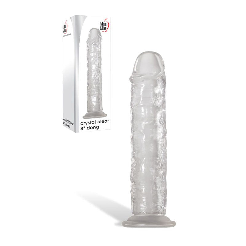 Adam & Eve Crystal Clear Realistic Dong 20.3 cm with Suction Cup Base - - Realistic Dildos