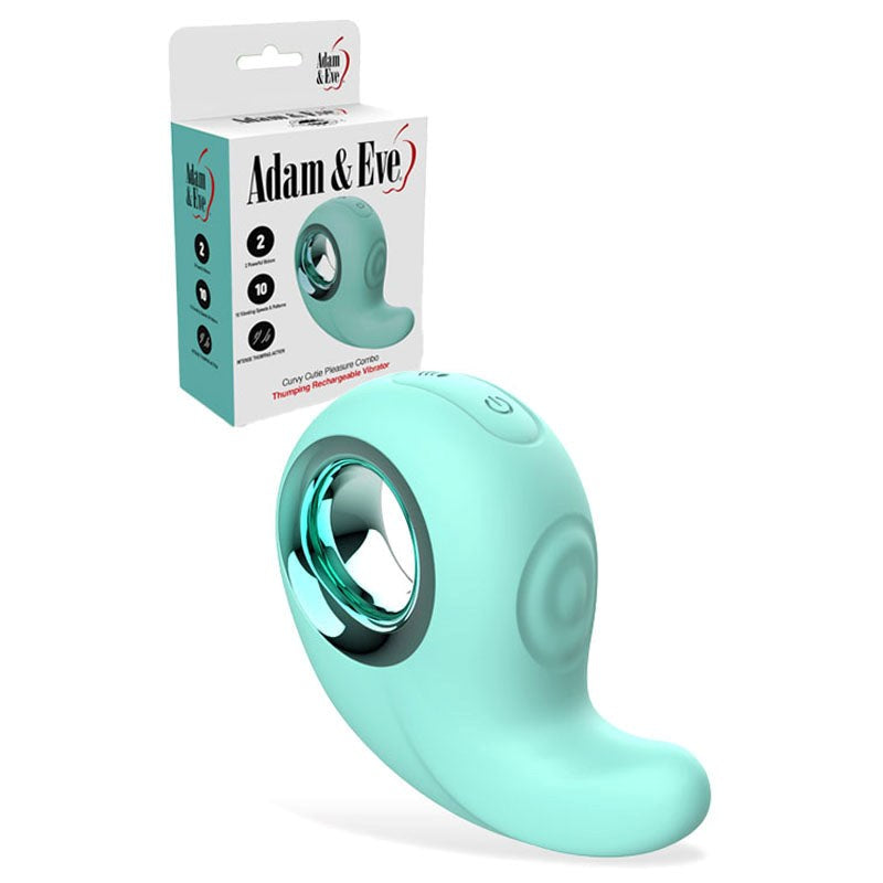 Adam & Eve Curvy Cutie USB Rechargeable Dual Motor Tapping Clitoral Vibrator - - Clit Ticklers and Pulsators