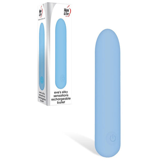 Adam & Eve Eves Silky Sensations Rechargeable Bullet Vibrator Blue Soft Touch - - Bullet Vibrators