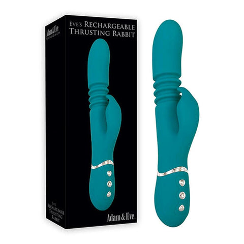Adam & Eve Eves USB Rechargeable Thrusting Rabbit Vibrator Green Dual Motor - Rabbit Vibrators