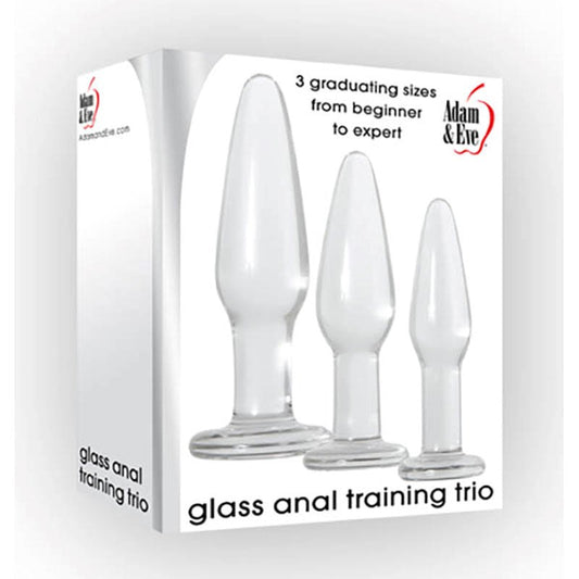 Adam & Eve Glass Anal Training Trio Butt Plugs Set Progressive Anal Stimulation - - Butt Plugs