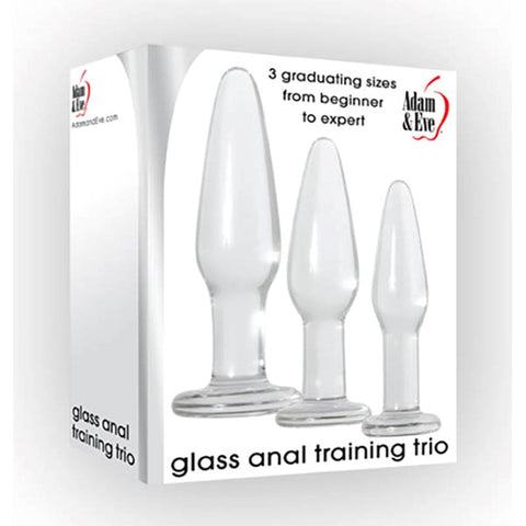 Adam & Eve Glass Anal Training Trio Butt Plugs Set Progressive Anal Stimulation - Butt Plugs