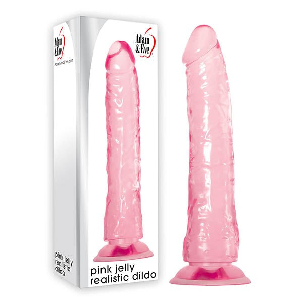 Adam & Eve Pink Jelly Realistic Dildo Pink 21 cm with Suction Cup Base - - Realistic Dildos