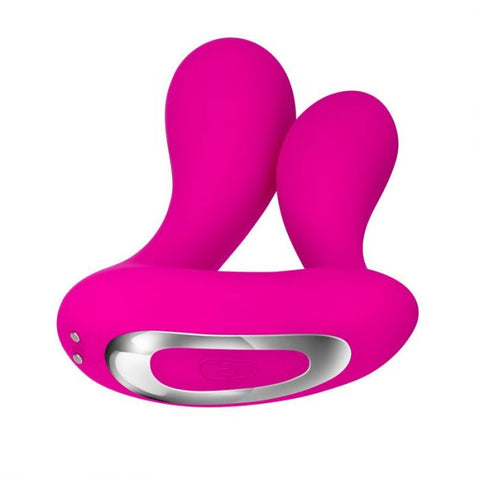 Adam & Eve Rechargeable Dual Entry Remote Vibrator Pink Dual Motor Control - Remote Control Vibrators