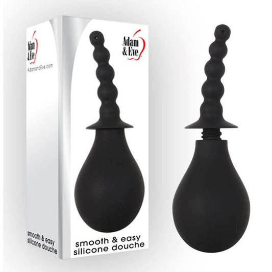 Adam & Eve Smooth and Easy Silicone Douche Black Anal Cleanse - - Enemas and Douches
