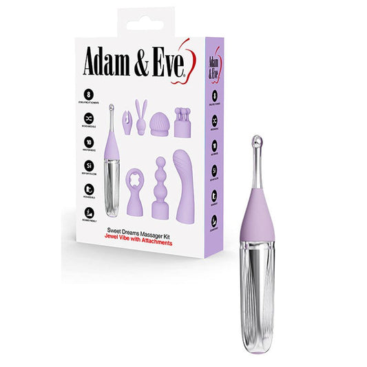 Adam & Eve Sweet Dreams Adult Massager Sex Kit with 8 Vibrator Attachments - - Sex Kits