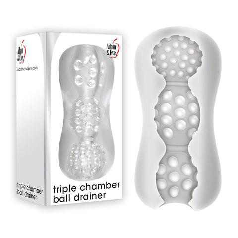 Adam & Eve Triple Chamber Ball Drainer Male Masturbator Sleeve Clear - Masturbators and Strokers