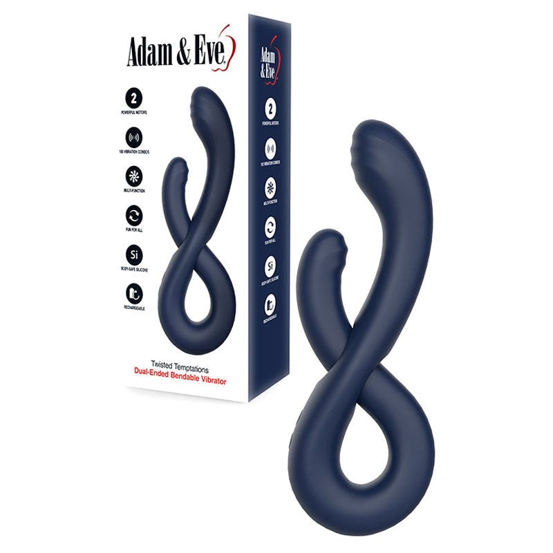 Adam & Eve Twisted Temptations Bendable Dual Vibrator Navy Blue - - G-Spot Vibrators
