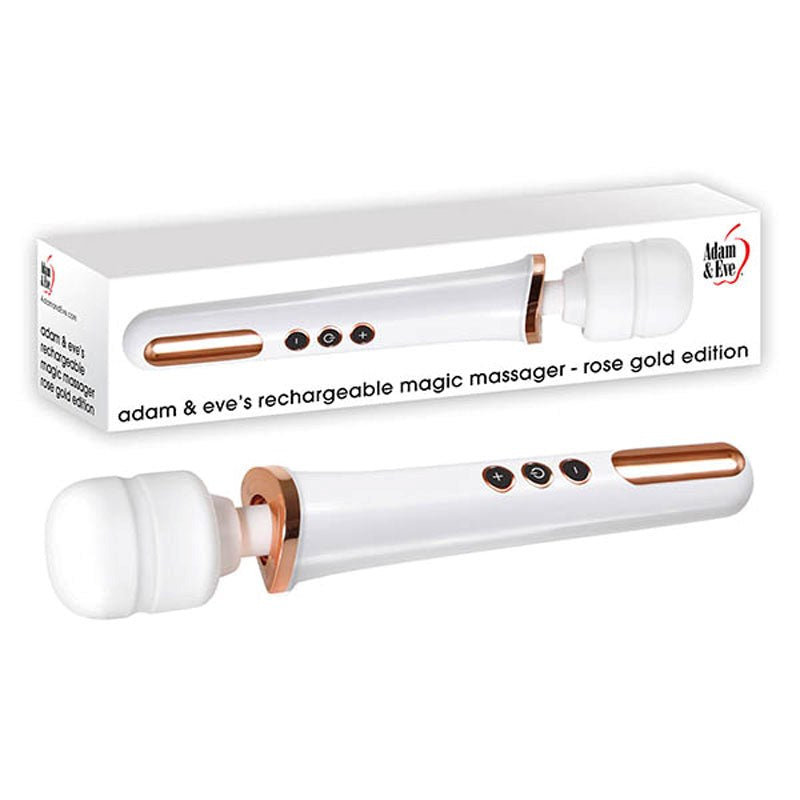 Adam & Eve USB Rechargeable Magic Body Wand Vibrator Rose Gold/White Clitoral - - Body Wands