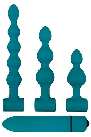 Adam & Eve Vibrating Bumpy Anal Bead Set Green with 7 Speeds - Anal Beads and Balls