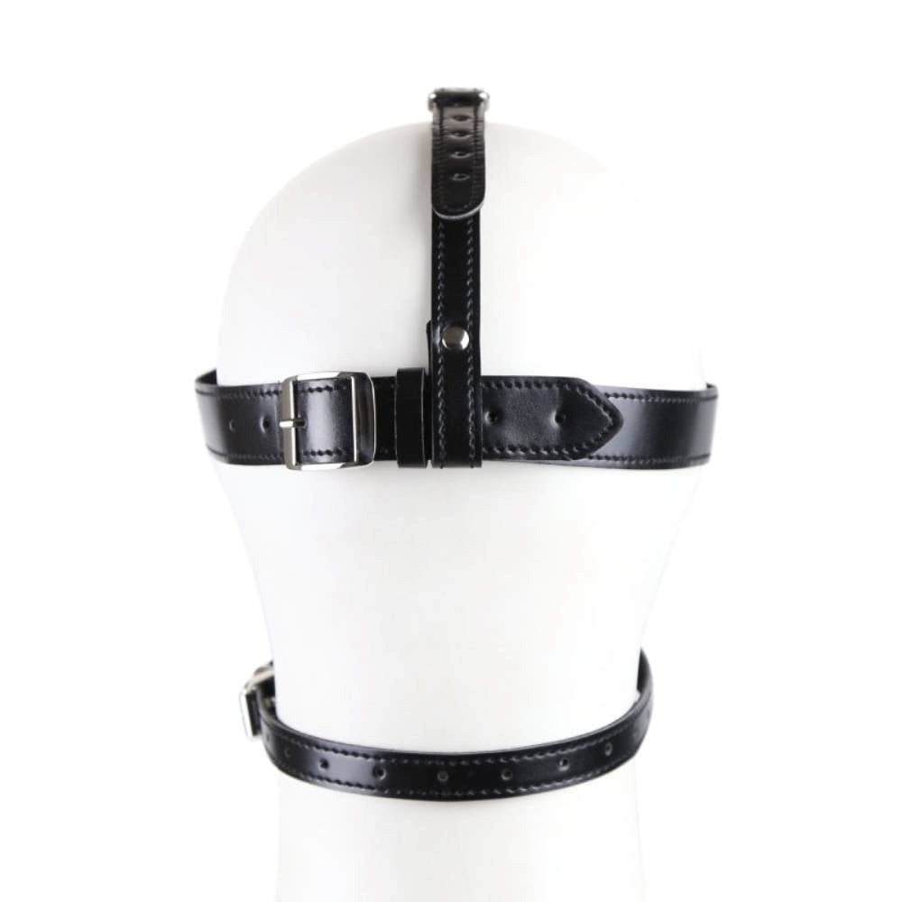 BDStyle Bondage Gag Harness with Blindfold Premium Leather BDSM System - Bondage Gags and Bits