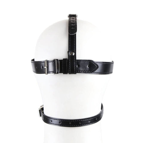 BDStyle Bondage Gag Harness with Blindfold Premium Leather BDSM System - Bondage Gags and Bits