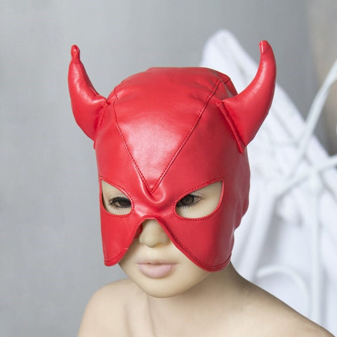BDStyle Ox Horn Face Extreme Restraint Bondage Hood with Horn Design - Masks And Blindfolds