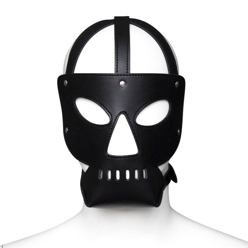 BDStyle Premium Punisher BDSM Play Muzzle Skull Design Chrome Buckles - Bondage Hoods
