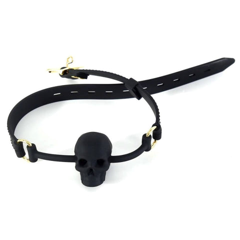 BDStyle Silicone Human Skull BDSM Play Mouth Gag with Leather Strap - Bondage Gags and Bits