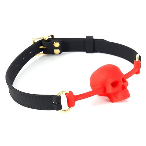 BDStyle Silicone Human Skull BDSM Play Mouth Gag with Leather Strap - Bondage Gags and Bits