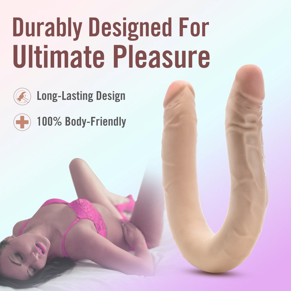 Blush Novelties Dr Skin Plus Posable Double Dong Flesh 42cm Flexible Dildo - Double Ender