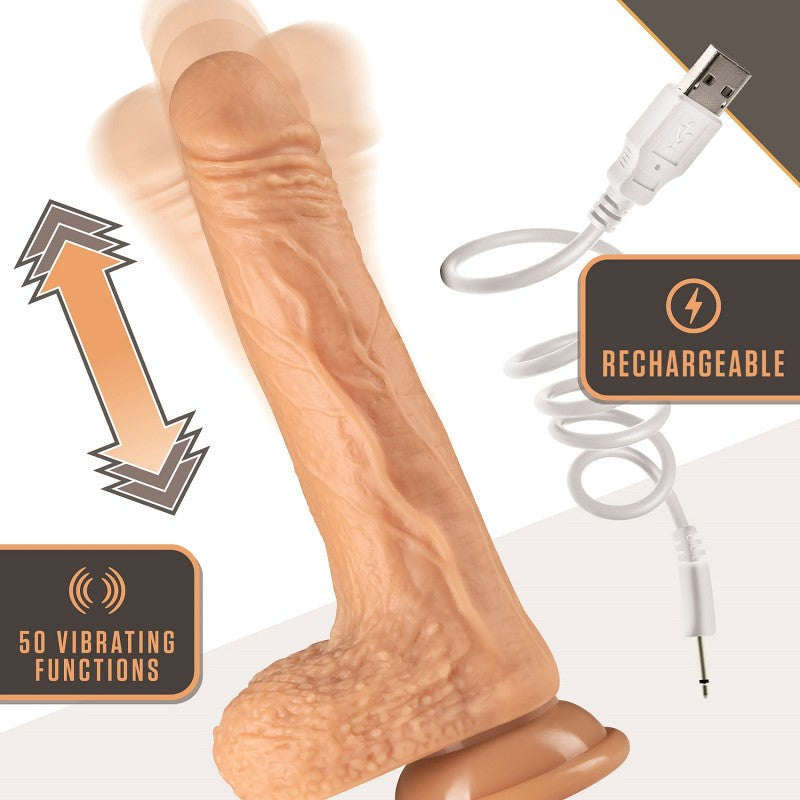 Blush Novelties Dr Skin Silicone Dr. Grey Rechargeable Thrusting Dong Flesh - - Vibrating Dildos
