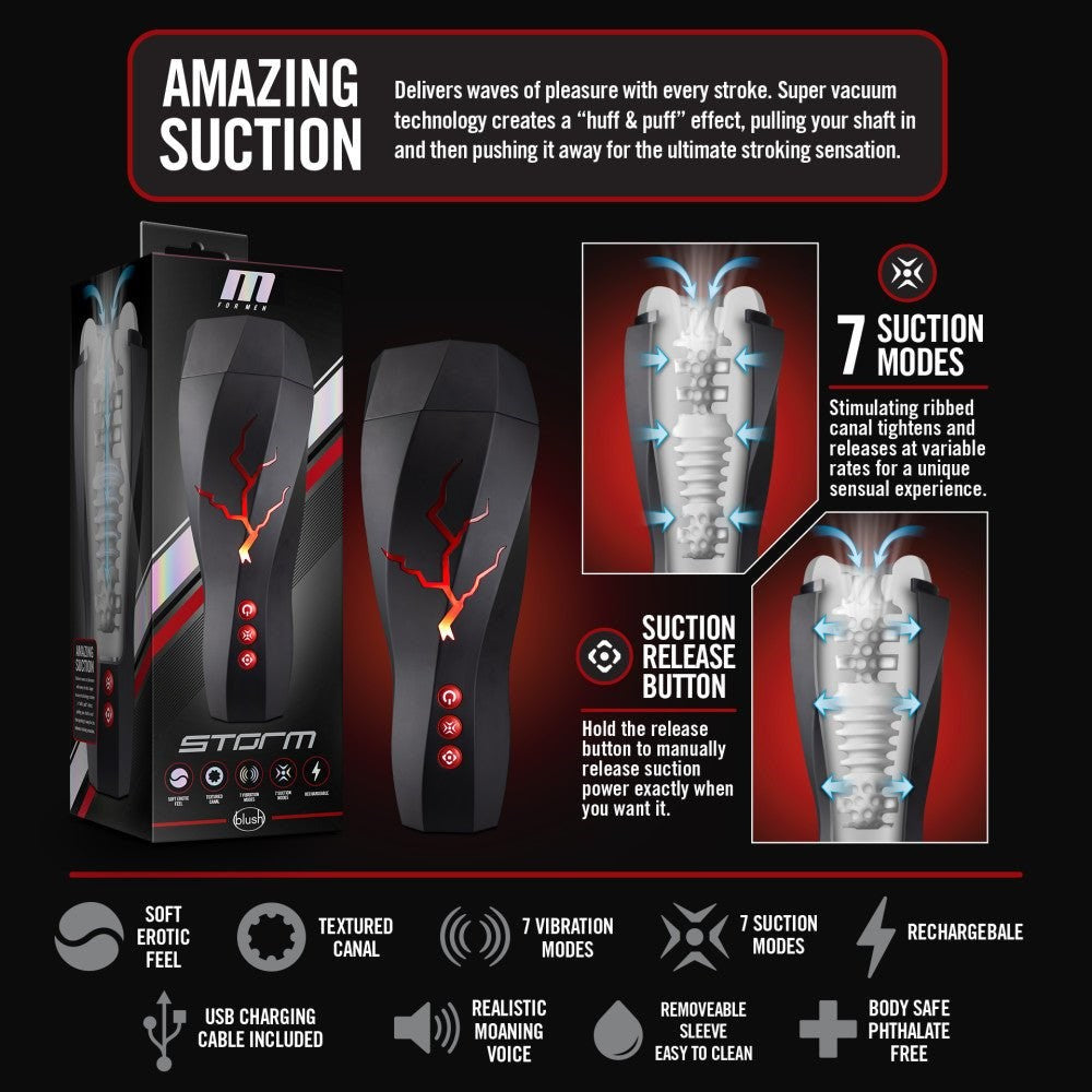 Blush Novelties M For Men Storm Milking Vibrating Auto Mens Masturbator - - Masturbators and Strokers