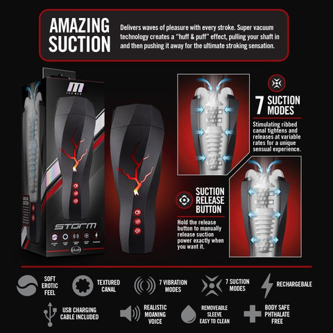 Blush Novelties M For Men Storm Milking Vibrating Auto Mens Masturbator - Masturbators and Strokers
