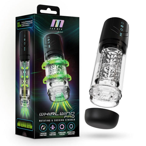 Blush Novelties M For Men Whirlwind Pro Rotating Auto Masturbator Clear - Masturbators and Strokers