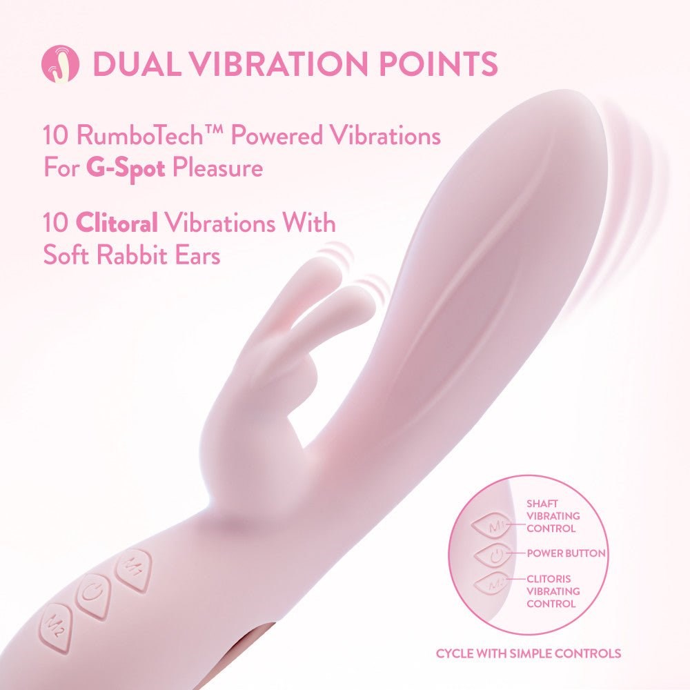 Blush Novelties Morgan USB Rechargeable Rabbit Vibrator Pink Dual Stimulation - Rabbit Vibrators