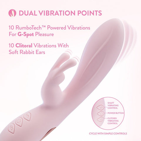 Blush Novelties Morgan USB Rechargeable Rabbit Vibrator Pink Dual Stimulation - Rabbit Vibrators