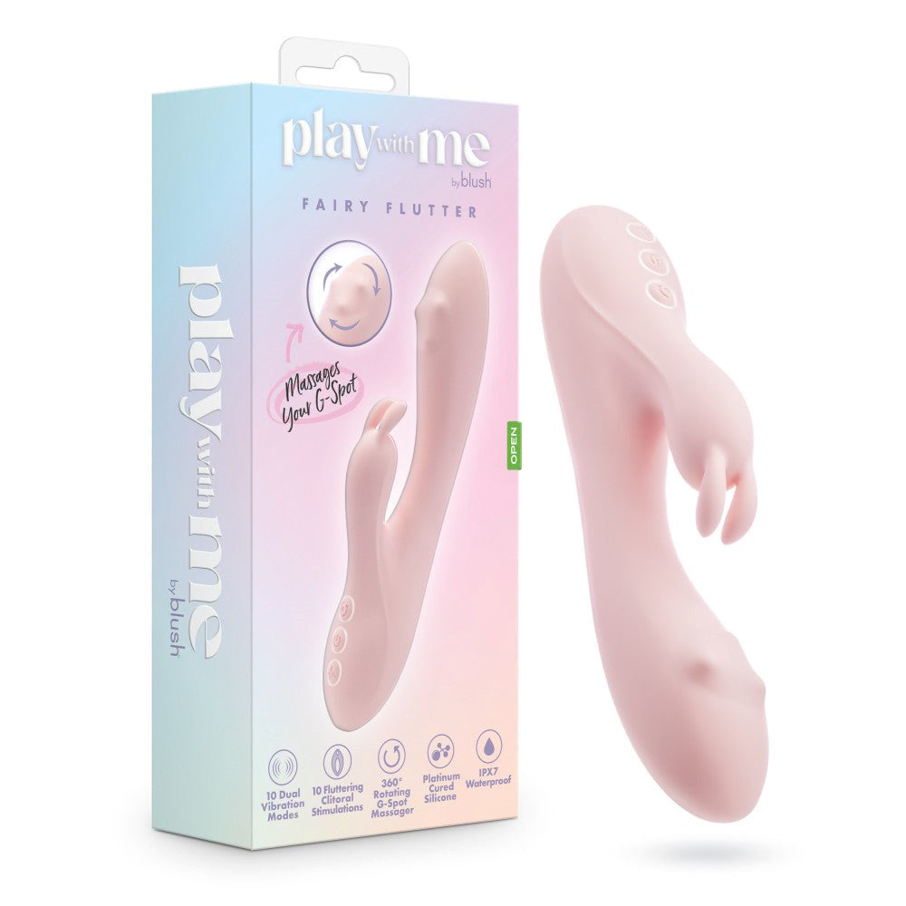 Blush Novelties Play With Me Fairy Flutter Rabbit Vibrator Pink Dual Motor - - Rabbit Vibrators