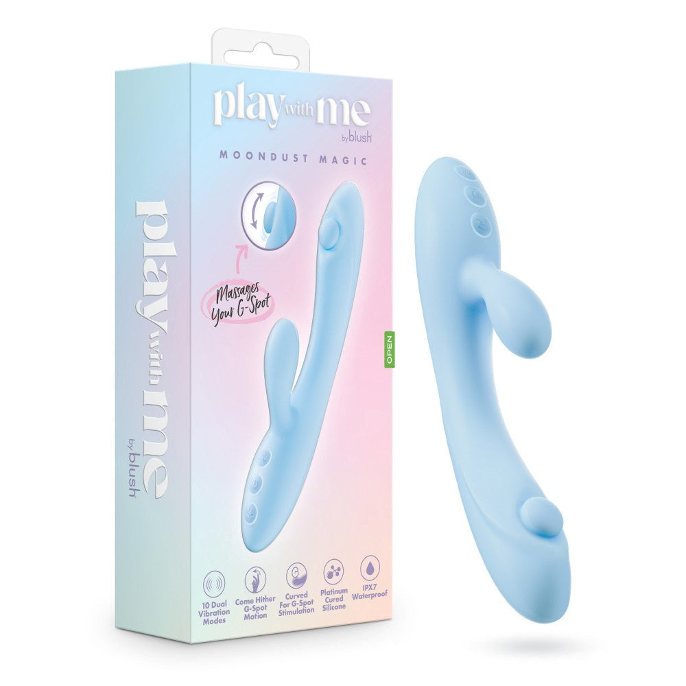Blush Novelties Play With Me Moondust Magic Rabbit Vibrator Blue Dual Stimulation - - Rabbit Vibrators