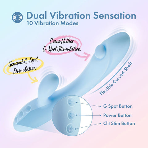 Blush Novelties Play With Me Moondust Magic Rabbit Vibrator Blue Dual Stimulation - Rabbit Vibrators