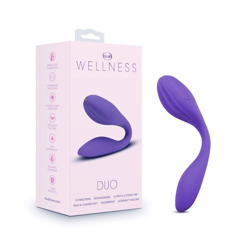 Blush Novelties Wellness Duo USB Rechargeable Couples Vibrator Purple - - Sex Toys For Couples