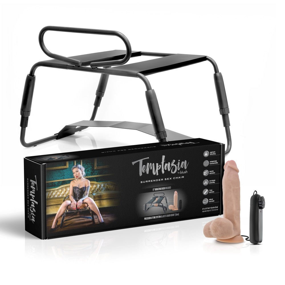 Blush Novelties Temptasia Surrender Sex Stool With Vibrating Dildo Black - - Vibrating Dildos