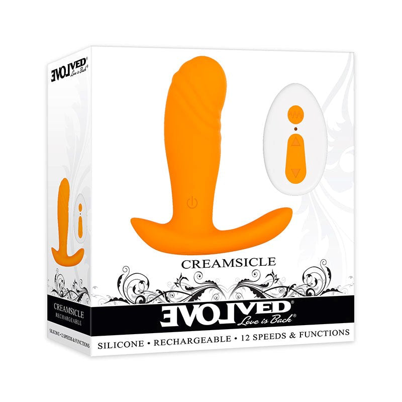 Evolved Creamsicle USB Rechargeable Stimulator with Wireless Remote Orange - - Butt Plugs