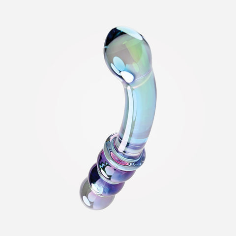 Evolved Gender X LUSTROUS GALAXY WAND Double Ended Glass Dildo Blue/Violet - Glass Sex Toys