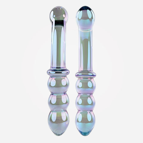 Evolved Gender X LUSTROUS GALAXY WAND Double Ended Glass Dildo Blue/Violet - Glass Sex Toys