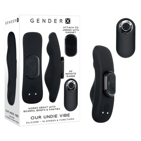 Evolved Gender X OUR UNDIE USB Rechargeable Panty Vibrator Black Remote Control - Remote Control Vibrators
